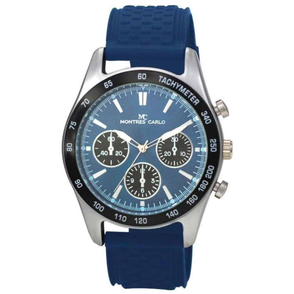 48mm Montres Carlo Classic Dress Men's Watch Silver Blue Analog Quartz Luxury